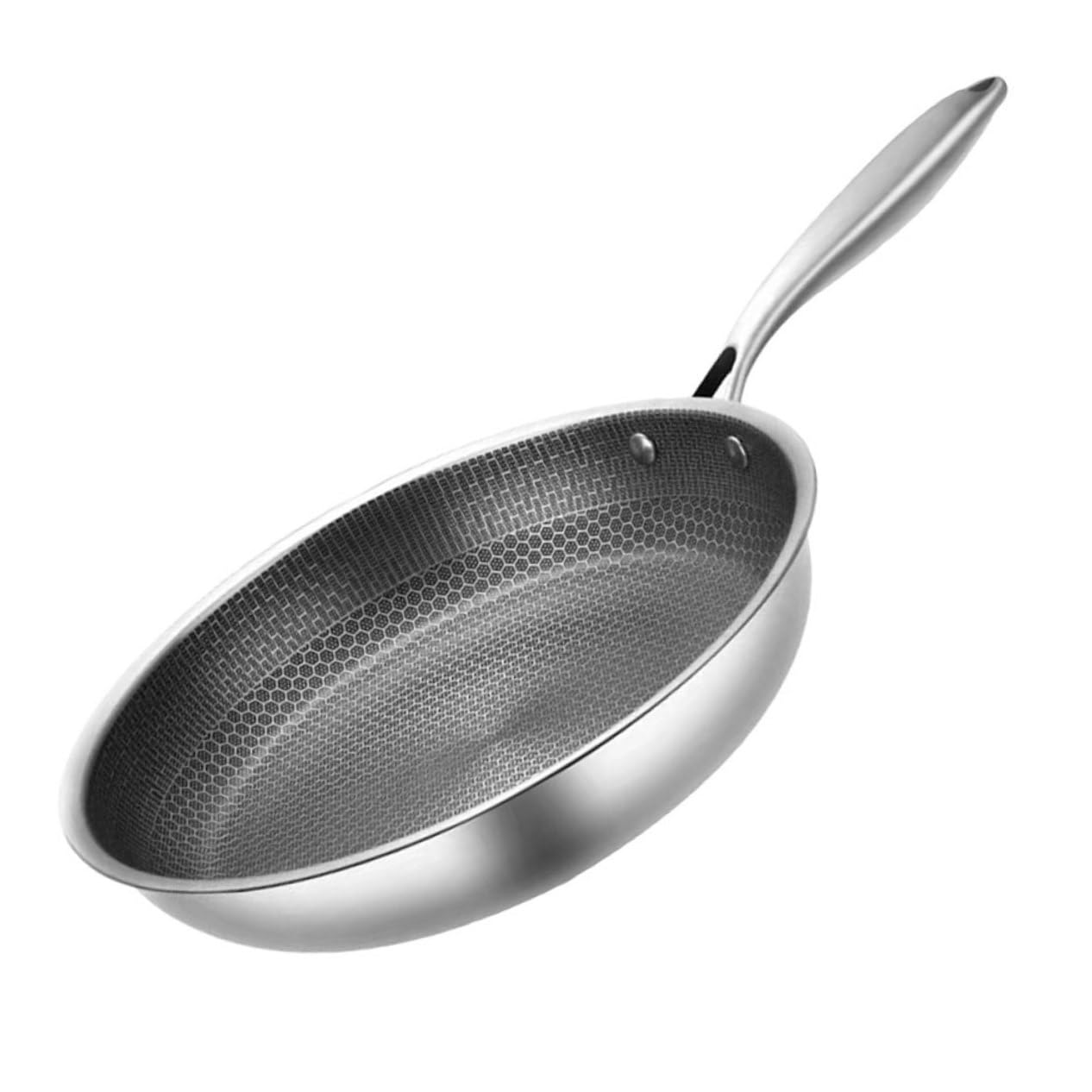 Wabenförmige Bratpfanne Silber mit Langem Griff, aus Edelstahl