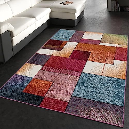 Alfombra para el salón de cuadros multicolor pelo corto - T &T Design