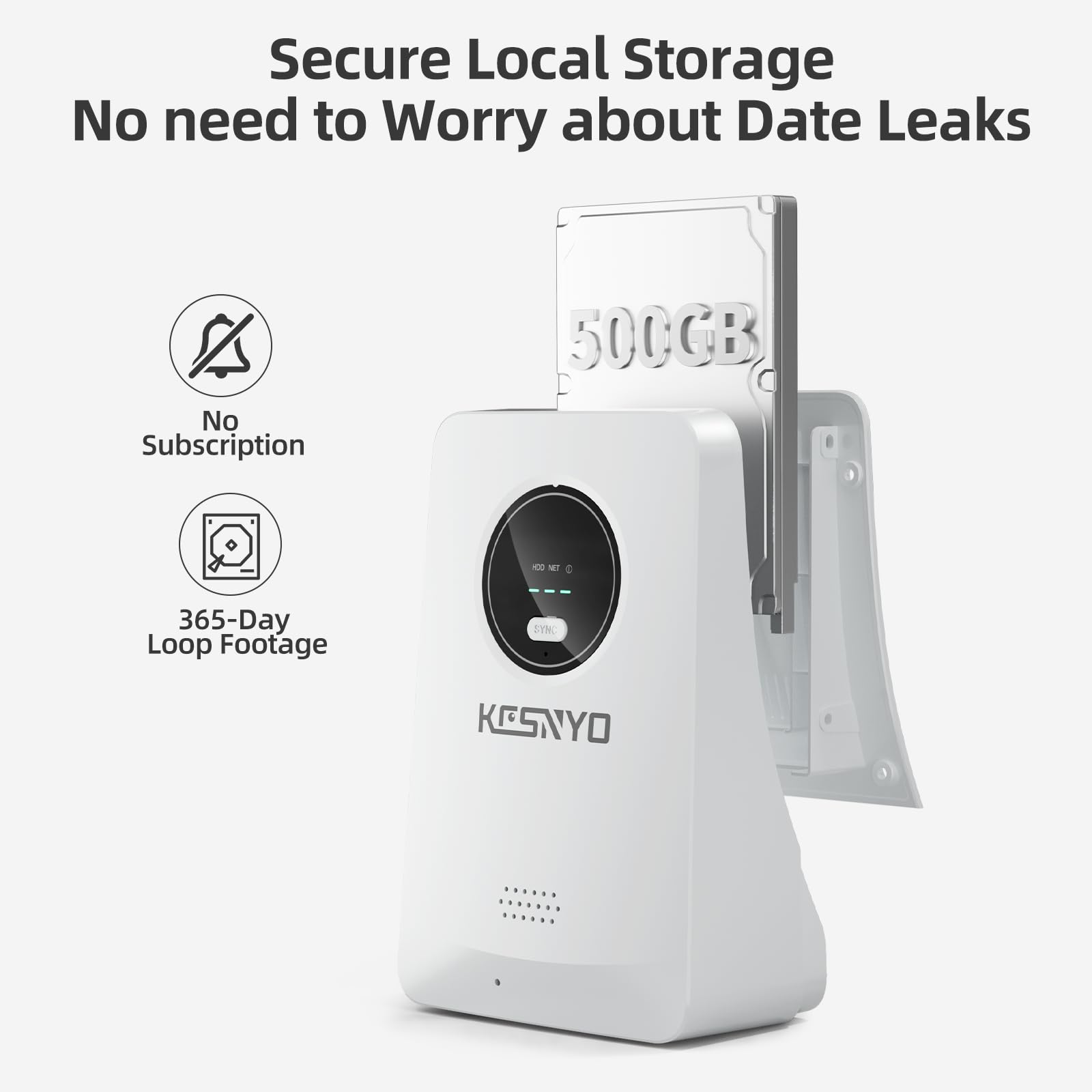 KCSNYO Solar Security Cameras Wireless Outdoor, 4MP Solar Powered, 4 Cam kit, Color Night Vision, 360° PTZ, 500G HDD Local Recording, No Monthly Fees