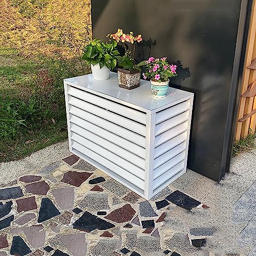 Cubierta de aluminio para aire acondicionado al aire libre, resistente a la intemperie, pantalla protectora de privacidad decorativa y caja de basura, elegante rejilla de condensador y soporte para