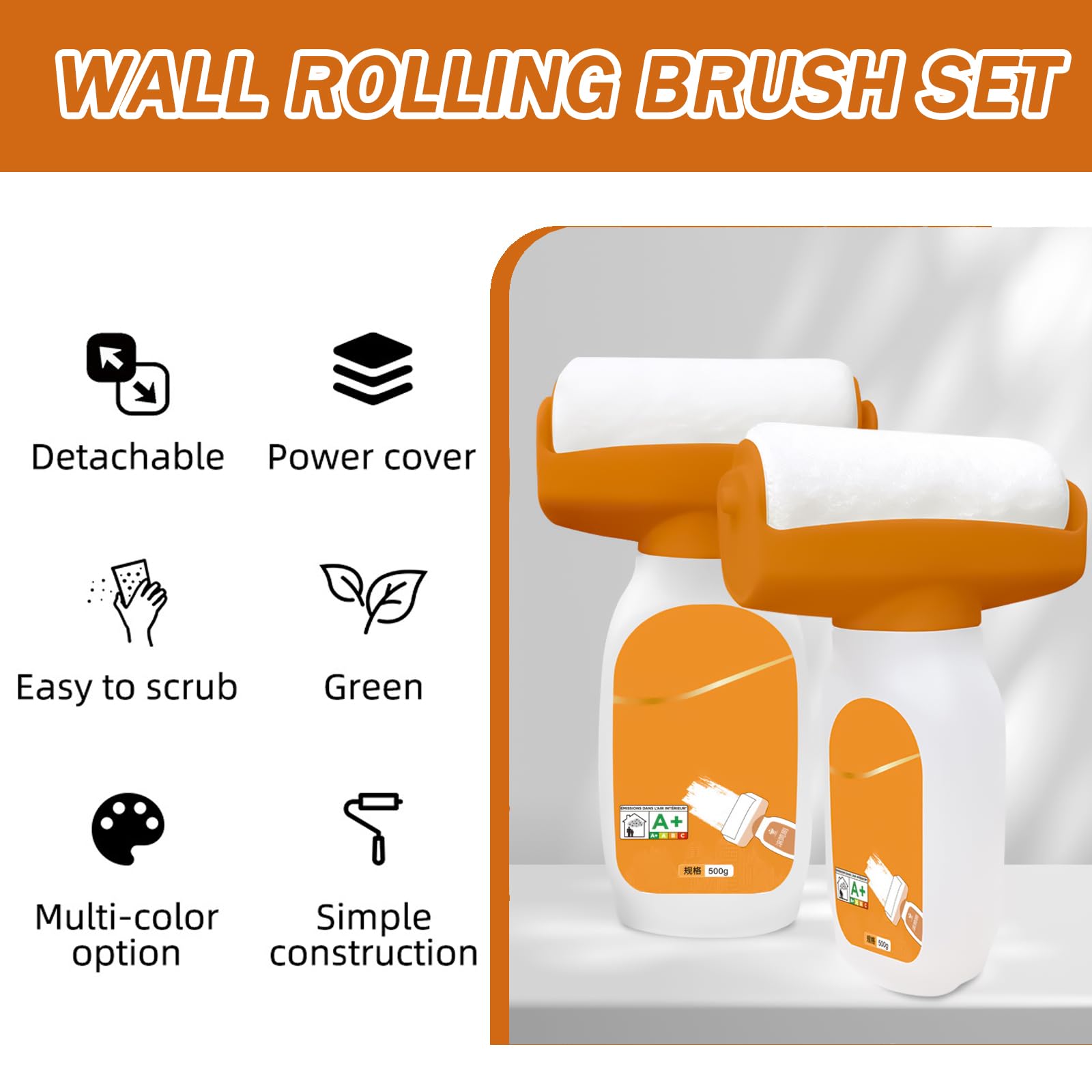 500g Wall Rolling Brush Set - Quick Fix Dry Wall Tool with Wall Paste for Coating - White, Efficient Wall Roller Brush for Smoother Finish - Image 4