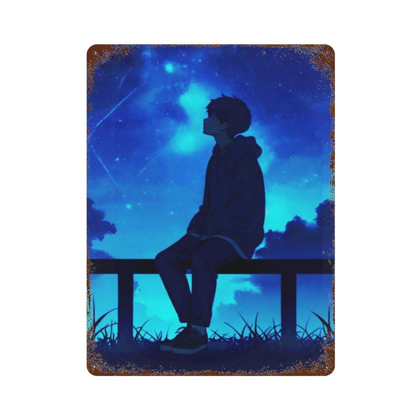Sad Boy Rust Effect Tin Sign 15.7"x11.8", Novelty Wall Decor for Garage, Pub Or Kitchen