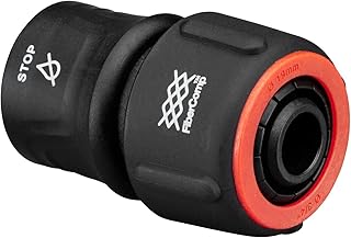 Fiskars Conector de manguera, Tamaño universal, Ø 19 mm (3/4"), FiberComp, 40 g, Negro/Rojo, STOP, 1054790