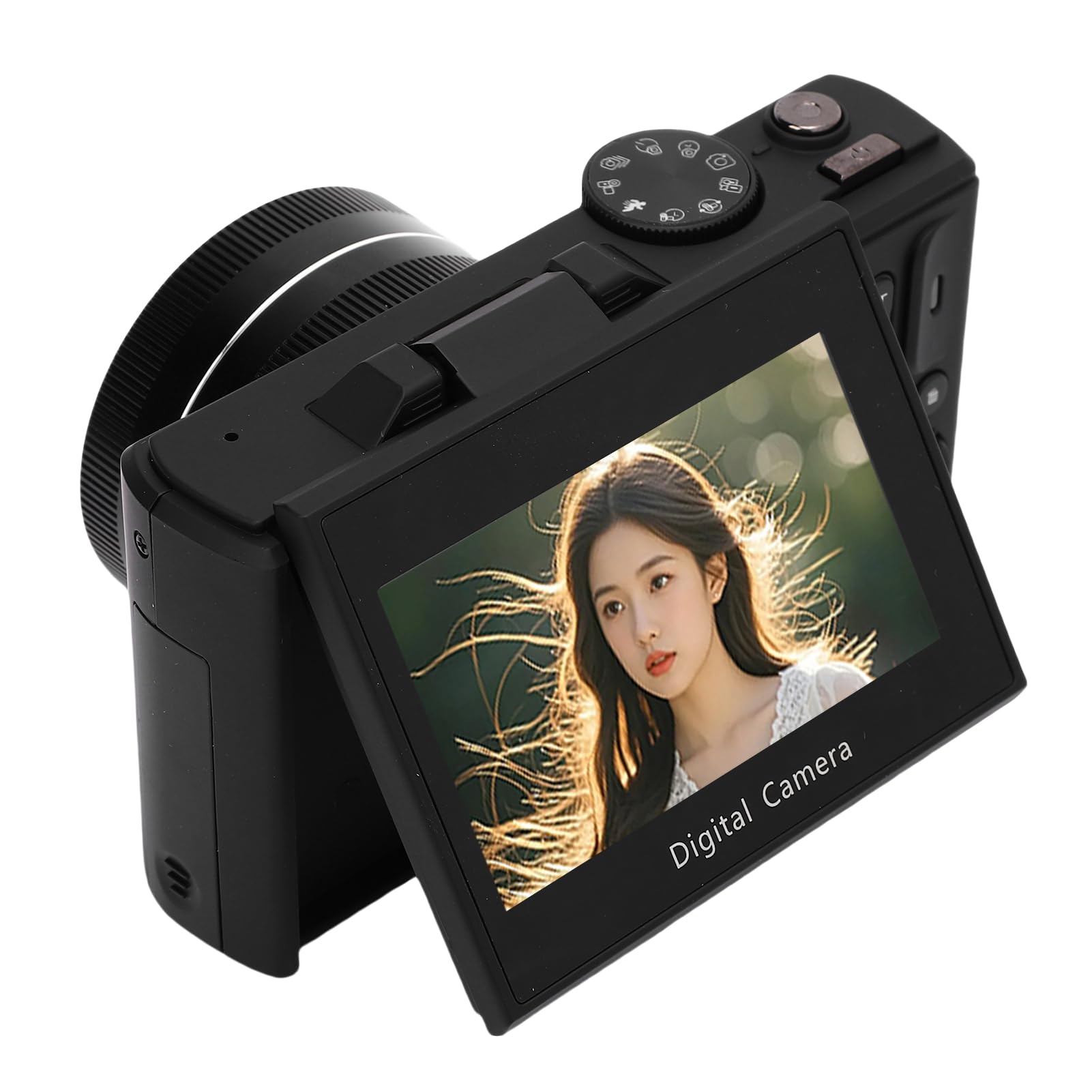 Fotocamera Digitale 5K, Fotocamera Vlog WiFi da 75 MP con Zoom 18X, da Viaggio con Schermo Ribaltabile da 3 Pollici a 180 Gradi, Luce LED per Selfie da Viaggio, Fotografia Vlogging (BLACK)