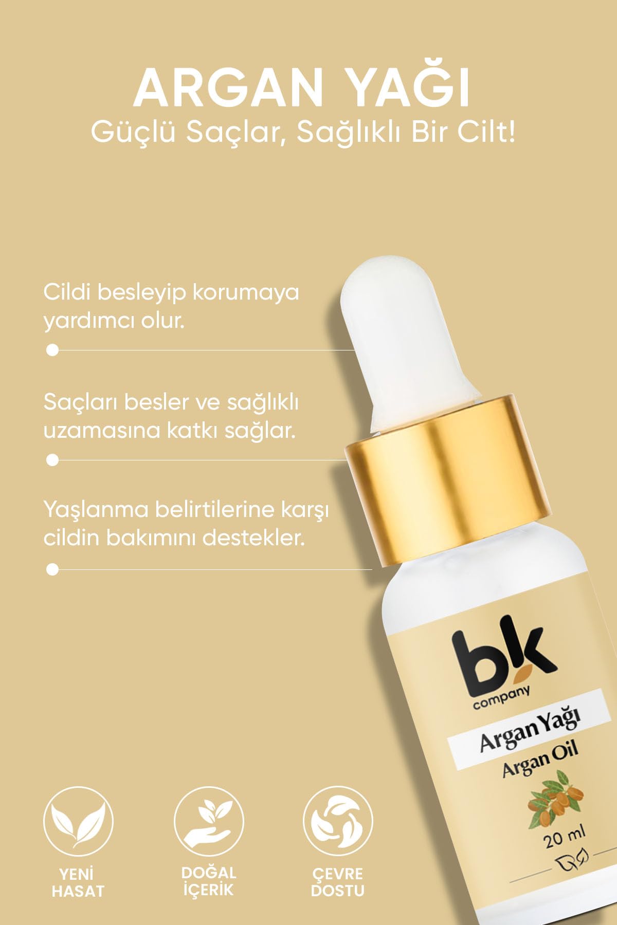 Argan Yağı%100 Saf - Yoğun Nemlendirici, Derin onarım, Işıltılı Güzellik Serum 20 Ml