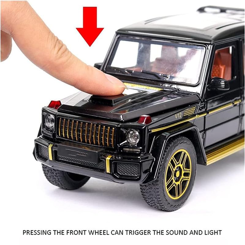 Image of PINQUE Kids New Car 1:24 G Klessa Diecast Alloy Metal Pull Back Car with Openable Doors Music Sound and Light Vehicle Toy Car for Boys (Black)