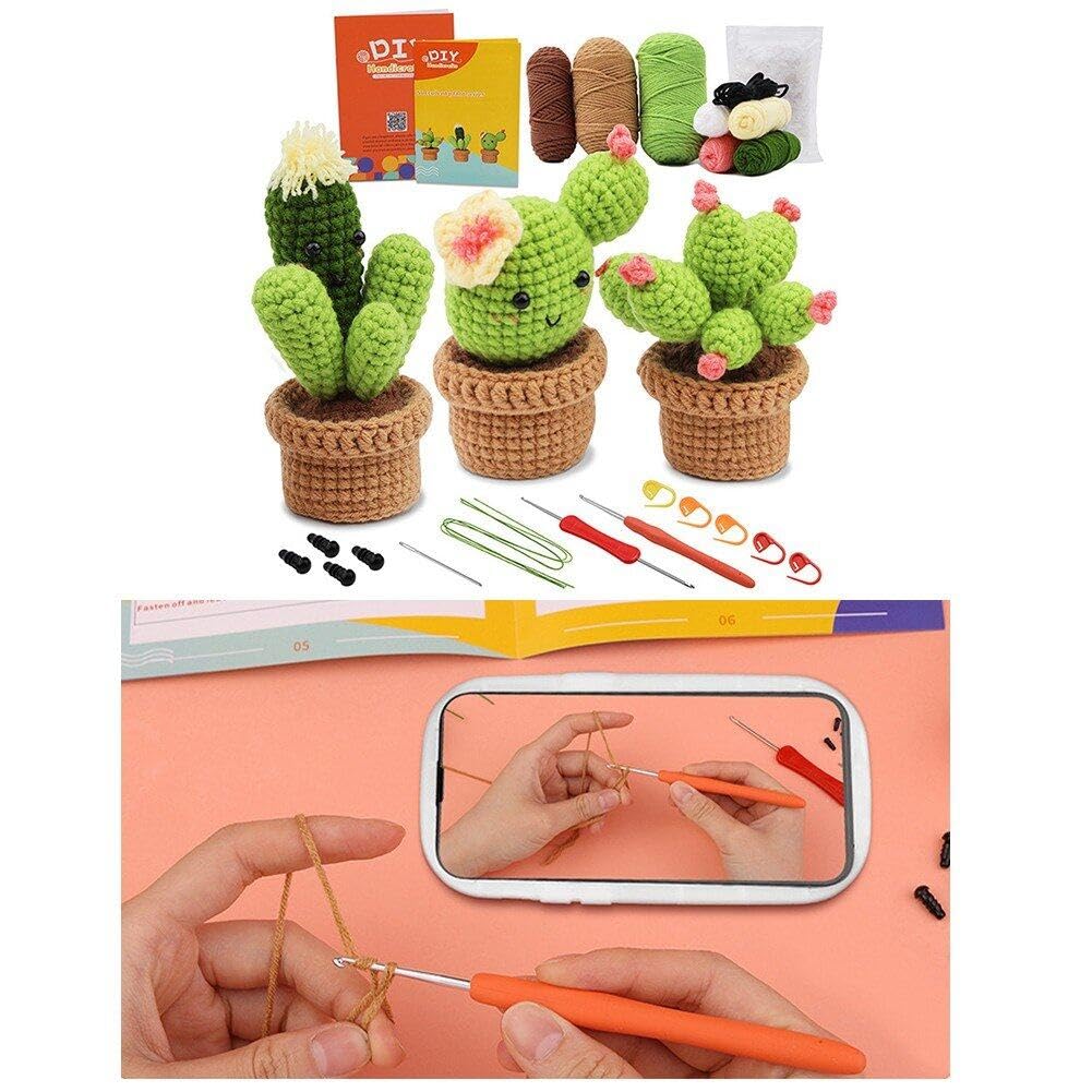 Kit Uncinetto Per Principianti Con Video Istruzioni | 6 Pezzi Per Creare Piante Grasse E Decorazioni Domestiche - Foto 8