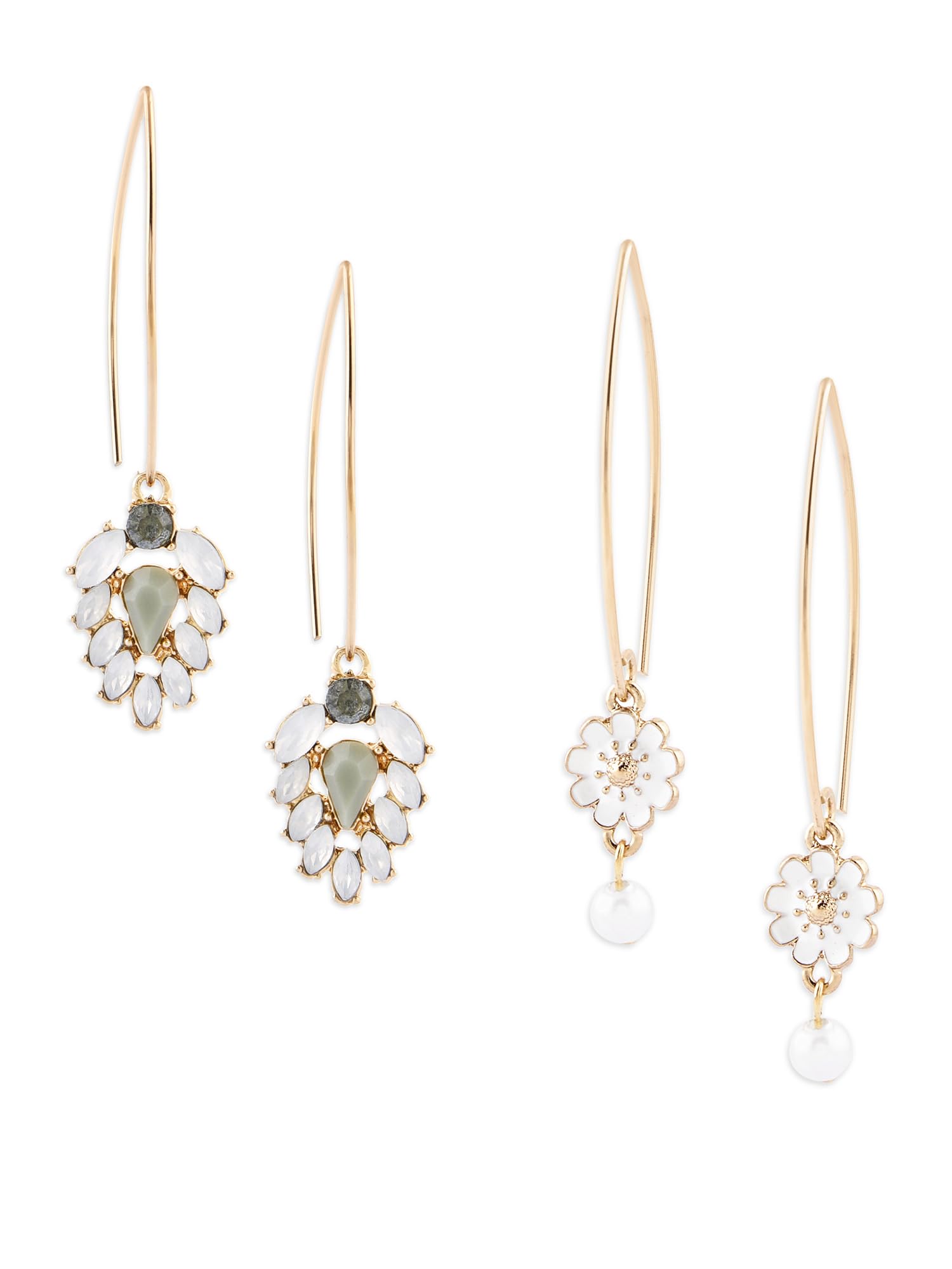 Zaveri Pearls Set Of 2 White Tiny Enamel Flower Contemporary Drop Earring For Women-ZPFK16883 (B0CLJJPDJG) Amazon Price History, Amazon Price Tracker