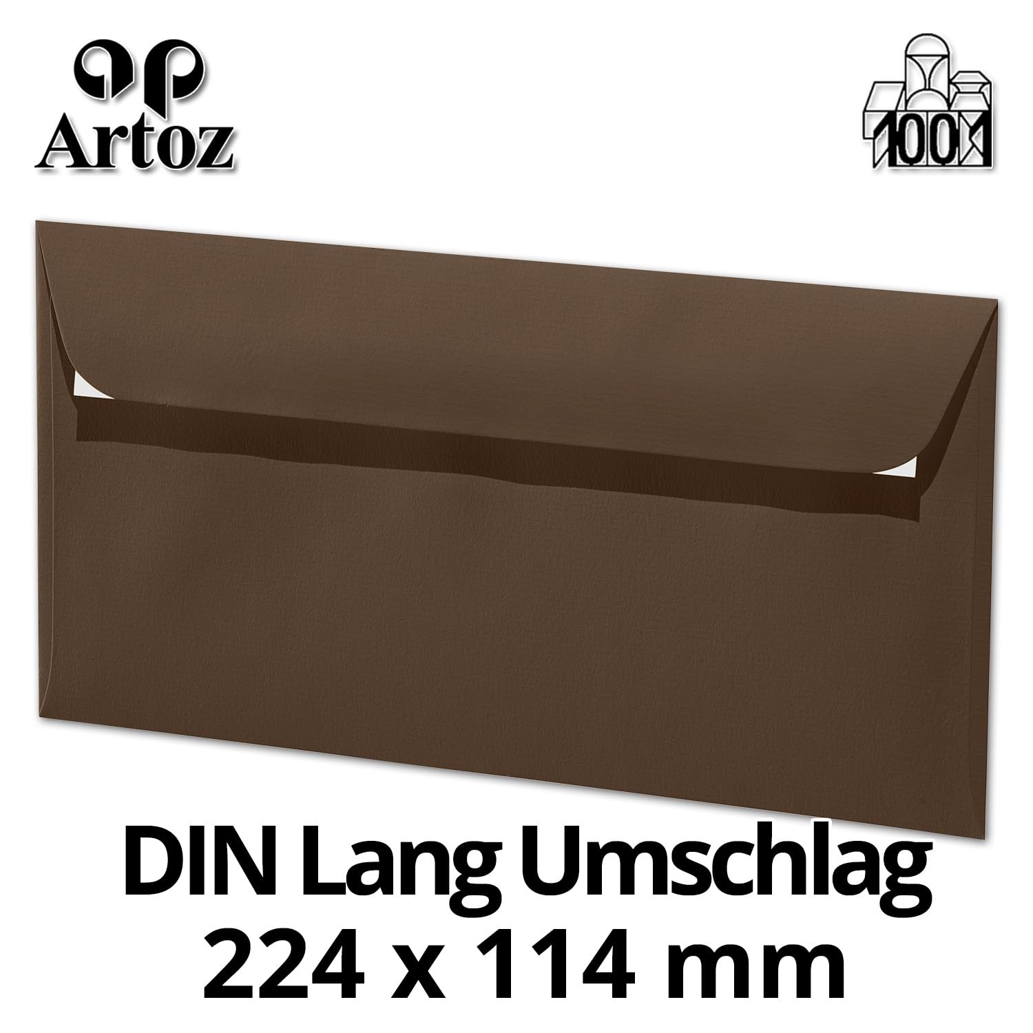 ARTOZ 200 x koperty DIN długie, ciemnobrązowe 100 g/m², samoprzylepne - DL 224 x 114 mm - koperta bez okienka - koperty z klejem samoprzylepnym, paski do odrywania
