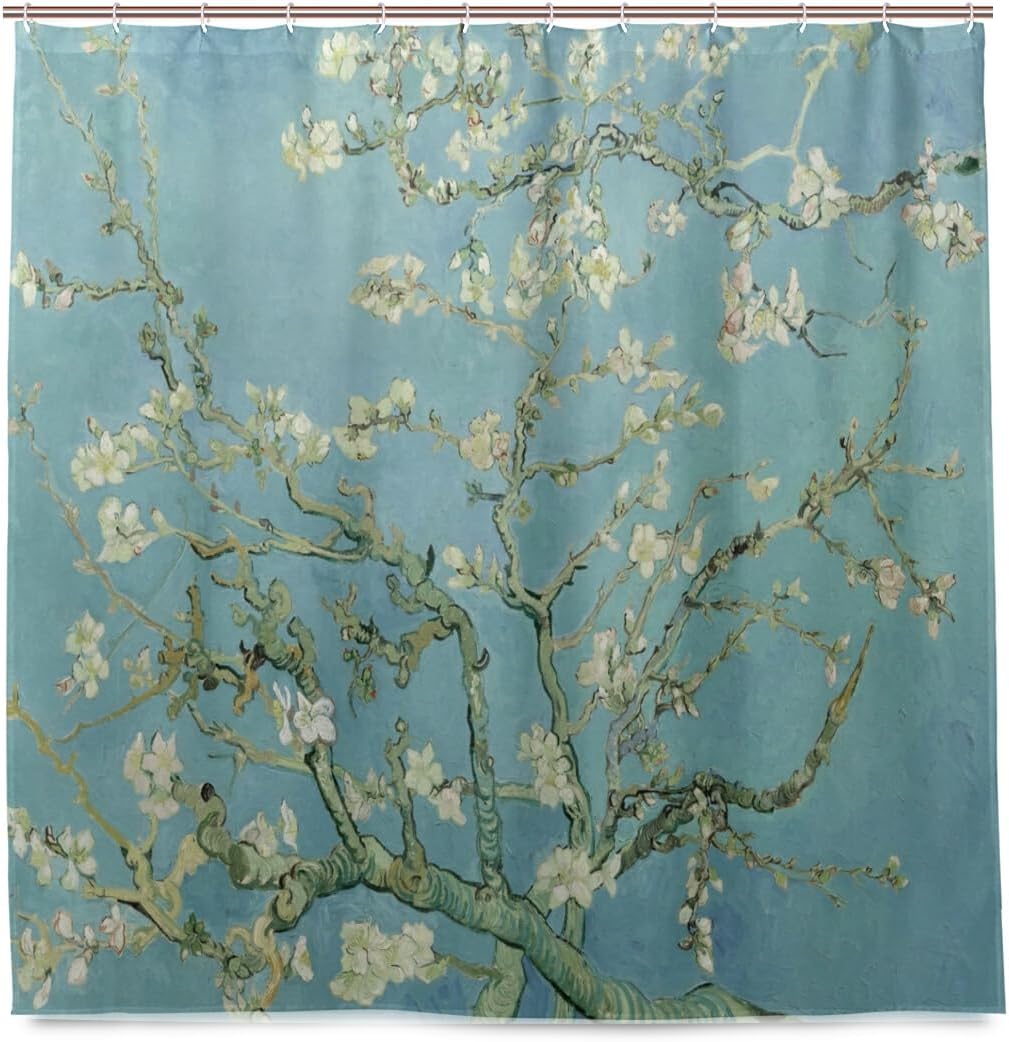 Hokkien Van Gogh Cafe Terrace in Arles at Night Home Decorations Shower Curtain 72 x 72 inch Waterproof Polyester for Bathroom Shower Curtain Set with Hooks