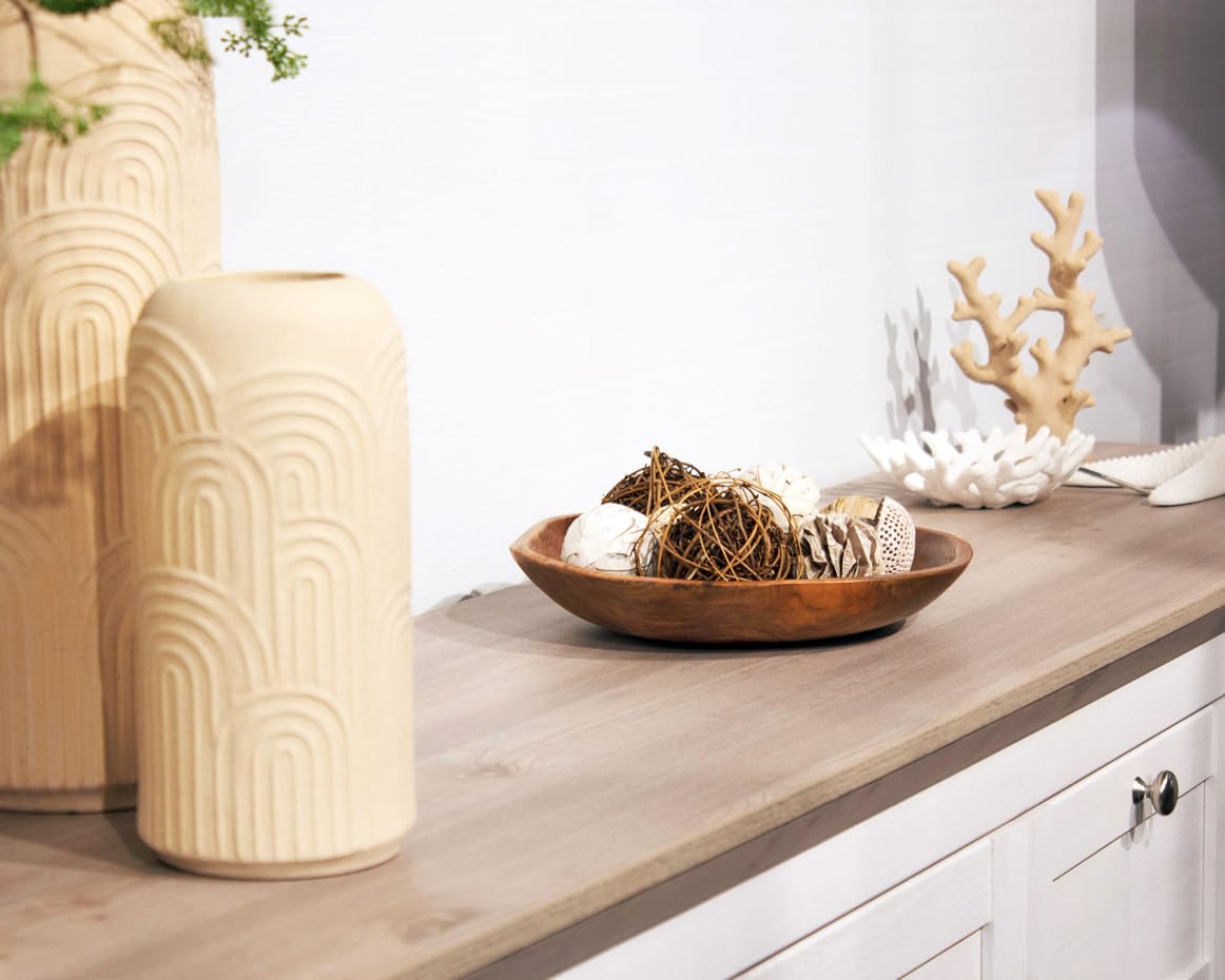 Meubletmoi Bol/Ensaladera/Vacío Bolsillo de Madera de Teca Fabricación Artesanía +/- D. 31 cm – Estilo natural y exótico – Objeto de decoración – Adán