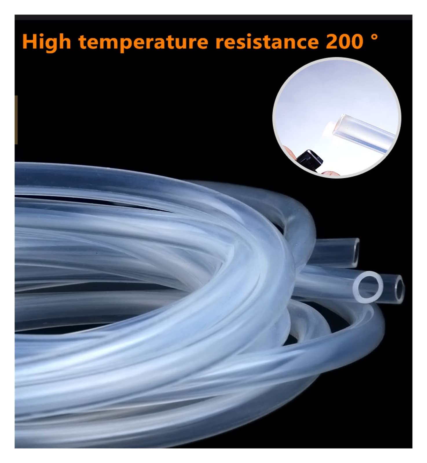 ACICS Manguera de goma de tubo de silicona transparente, 4, 5, 6, 8, 10 y 12mm de diámetro, manguera de leche Flexible, tubo de cerveza, Gel de sílice(7x12mm,5m)