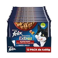 Purina Felix Sensations Extras Cibo Umido per Gatti con Manzo e un Pizzico di Formaggio