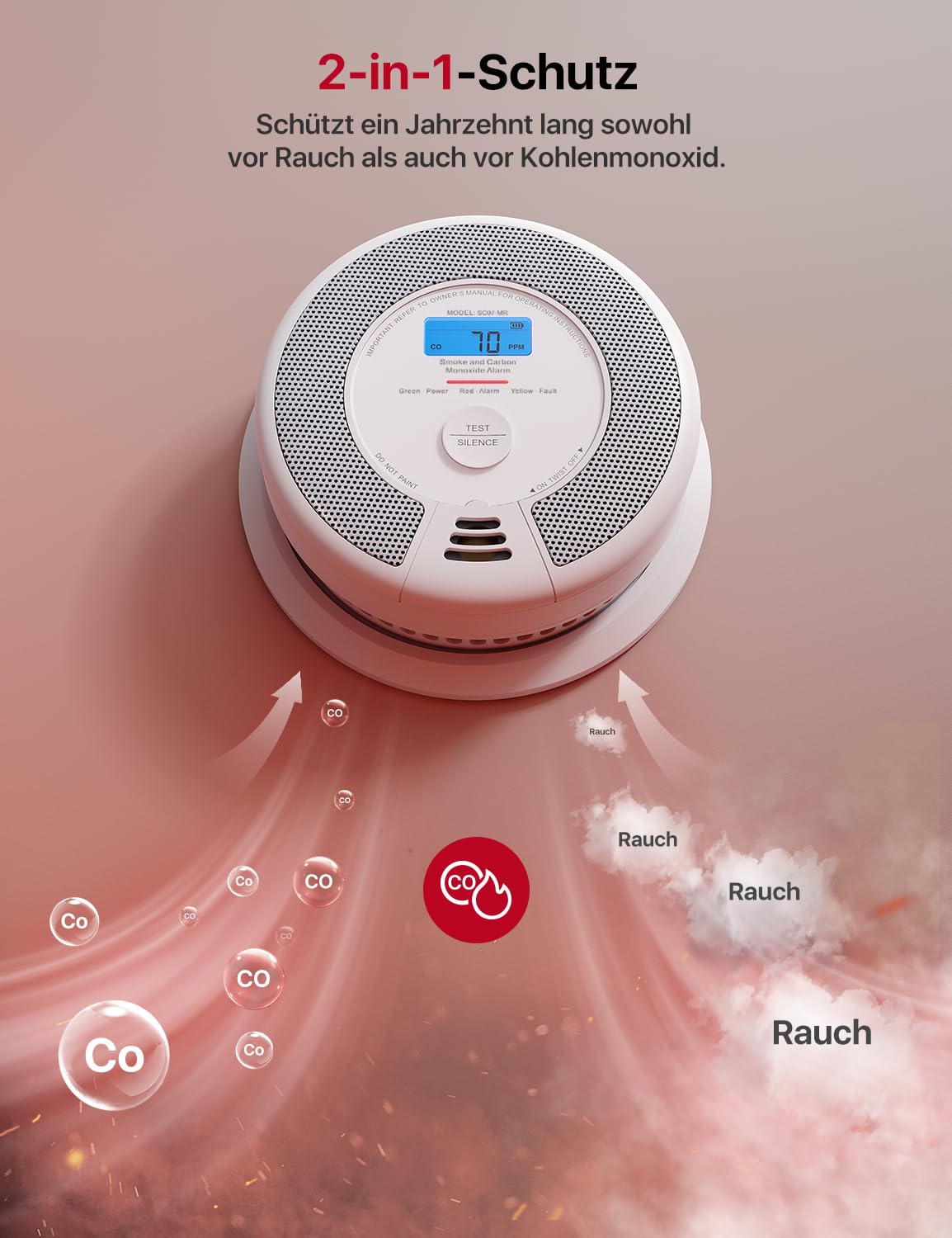X-Sense WLAN Rauch- und Kohlenmonoxid Melder SC07-MR, Smart Vernetzter CO Melder, mit X-Sense Home Security-App, 1 Rauchgas-Melder und CO-Detektor mit 1 SBS50 Basisstation, SC07-MR11