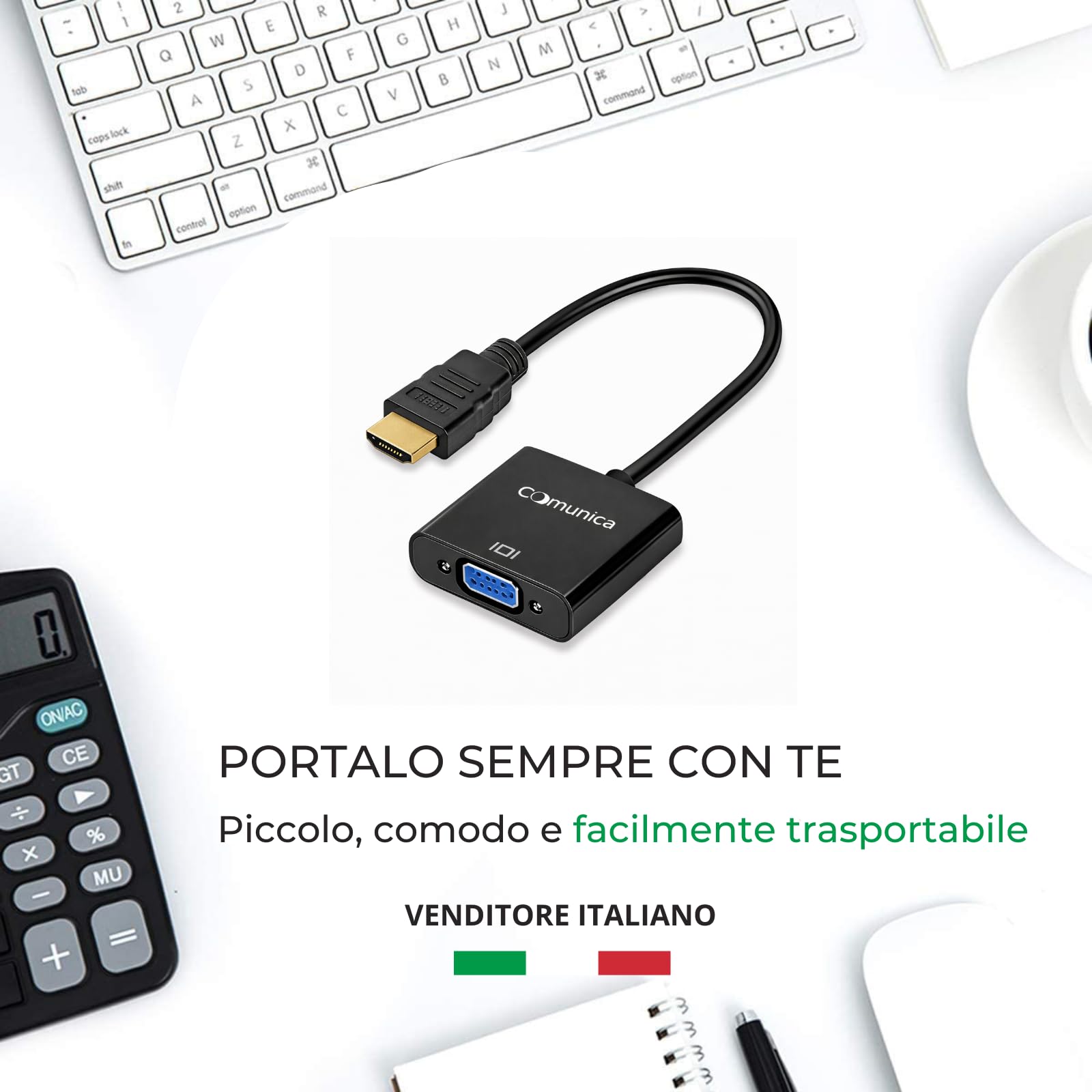 comunica Adattatore da Hdmi a Vga Adattatori Convertitore Maschio a Femmina 1080p
