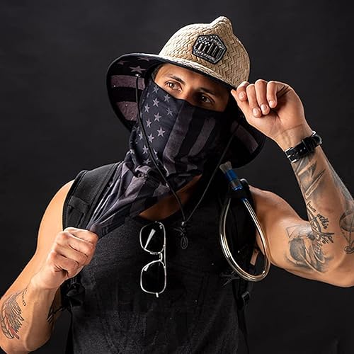 Miniatura 5 de Alpha Defense Fire Co. Sombrero de paja  Sombrero bajo ala para hombres y mujeres  incluye 1 protector facial
