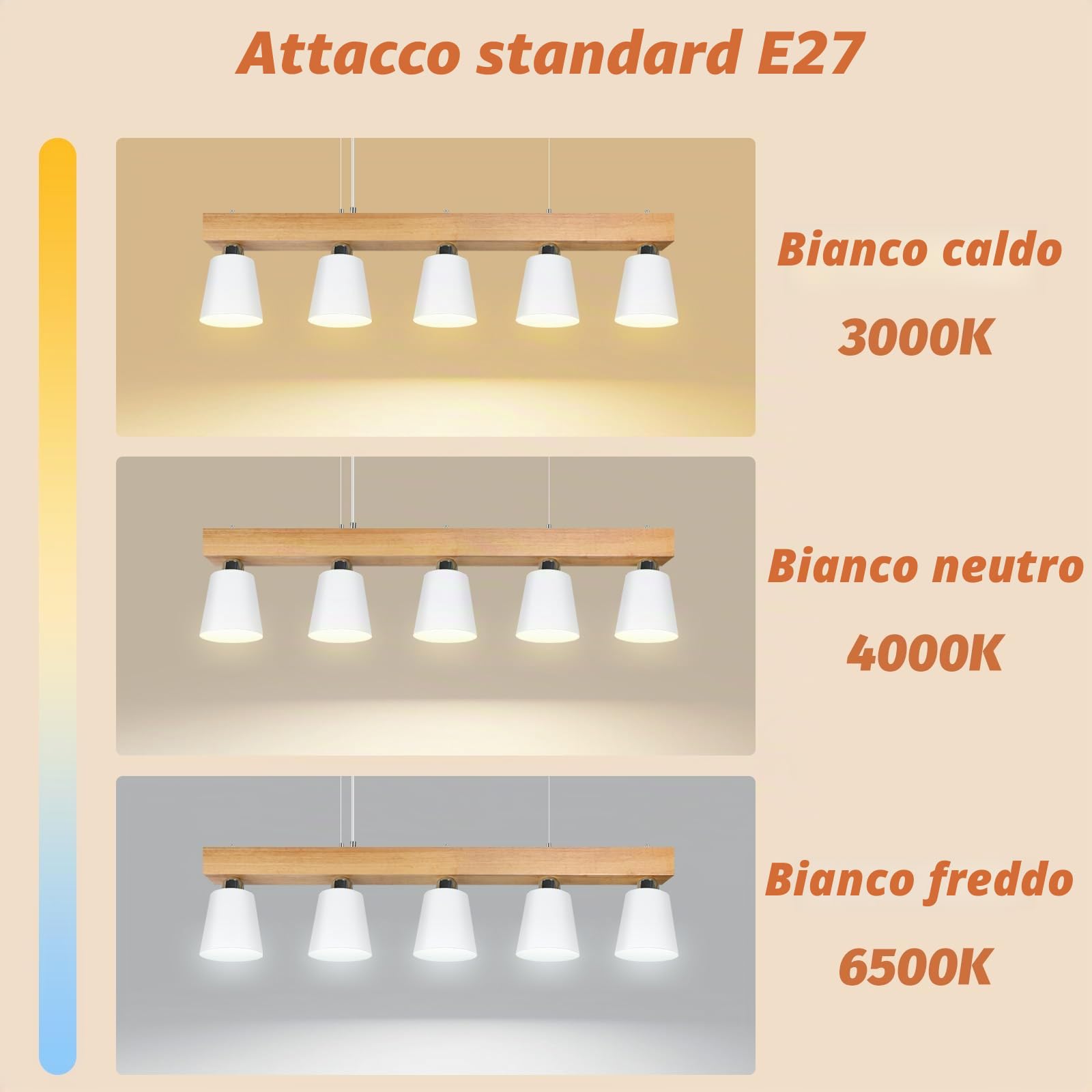 ZMH Lampada a sospensione in legno Lampadario moderni - Bianco lampadario | dimmerabile altezza regolabile E27 luce tavolo da pranzo in ferro per soggiorno ufficio salotto e ristorante