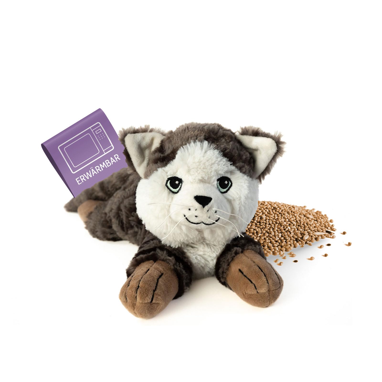 Habibi Wärmekissen/Stofftier f. Kinder u. Erwachsene (Katze getigert)