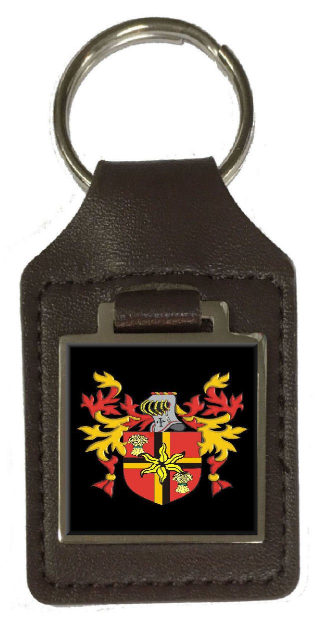 SAMS - Llavero de Piel con Escudo de la Familia, diseño de Escudo de Armas, Color marrón