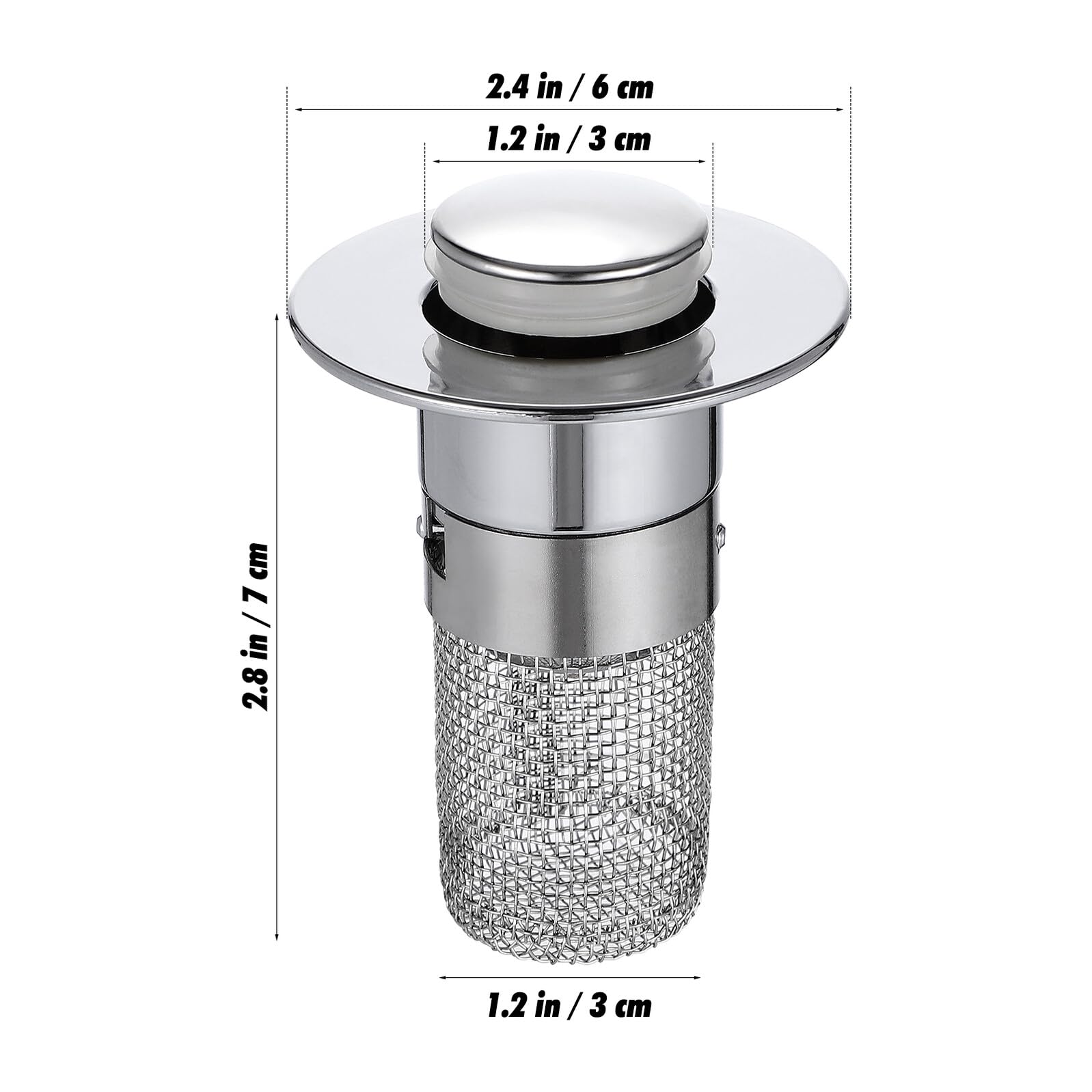 Tapón de Desagüe para Lavabo Baño Filtro Pop-up con Núcleo de Rebote Material Abs Latón y Acero Inoxidable Fácil Instalación Filtro Antidesagüe para Lavabo y Fregadero