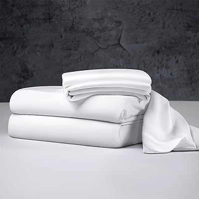 Luxury 100% Organic Tencel Cooling Sheets, Expertly Crafted from Austrian Eucalyptus, Silky Soft Lyocell Sheets with 6"-18" Deep Pocket, Hypoallergenic Bed Sheet Set（King, White - Thumbnail 2