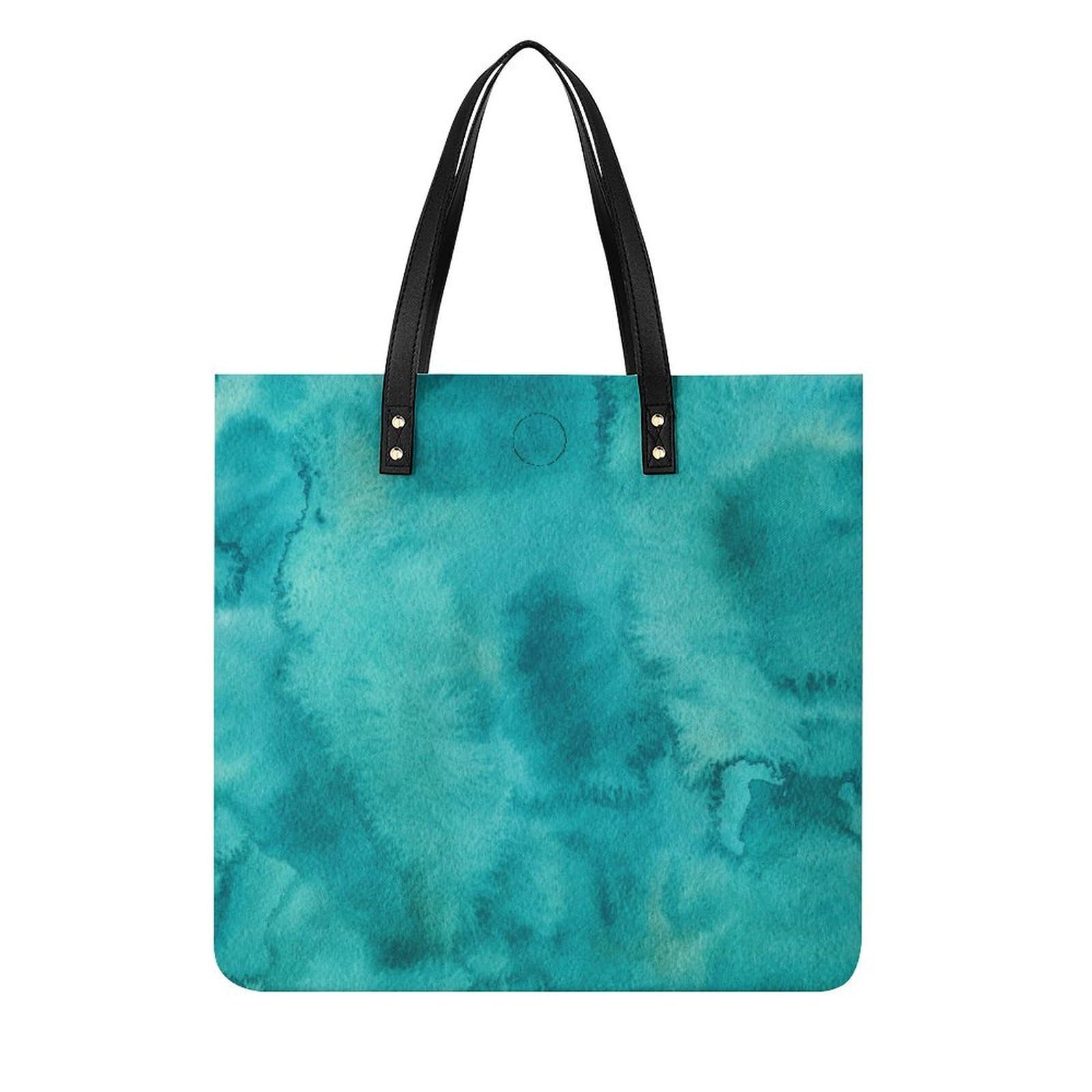 Sac à main shopper aquarelle bleue résistant grand format - 8