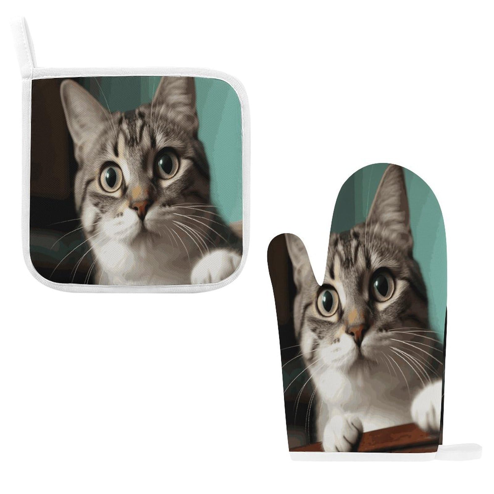 Btcowzrv Style A Curious Cat Oven Mitts And Pot Holders 2Pcs Set