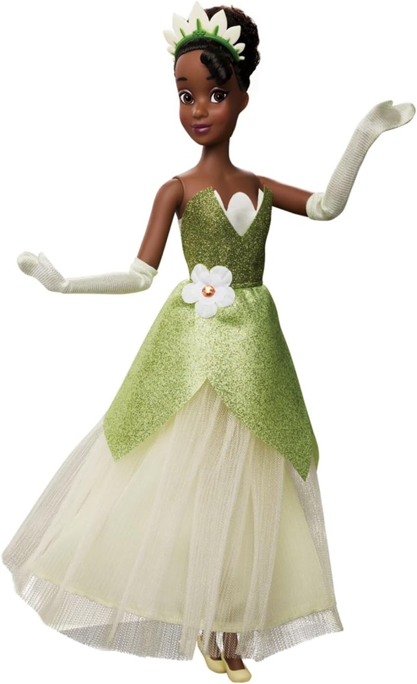 Disney Store Official Tiana Story Doll - 11 Inches - Includes Coloring Book and Additional Dress, Princess Doll in Classic Outfit, Disney Princess Toys for Girls