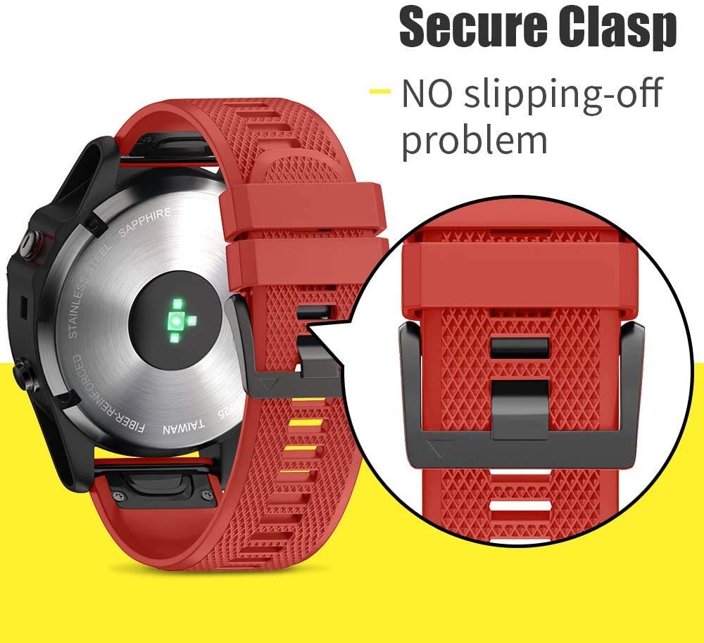 Correa de reloj compatible con Garmin Fenix 6X GPS/Pro/zafiro GPS, Correa de reloj de pulsera de silicona transpirable