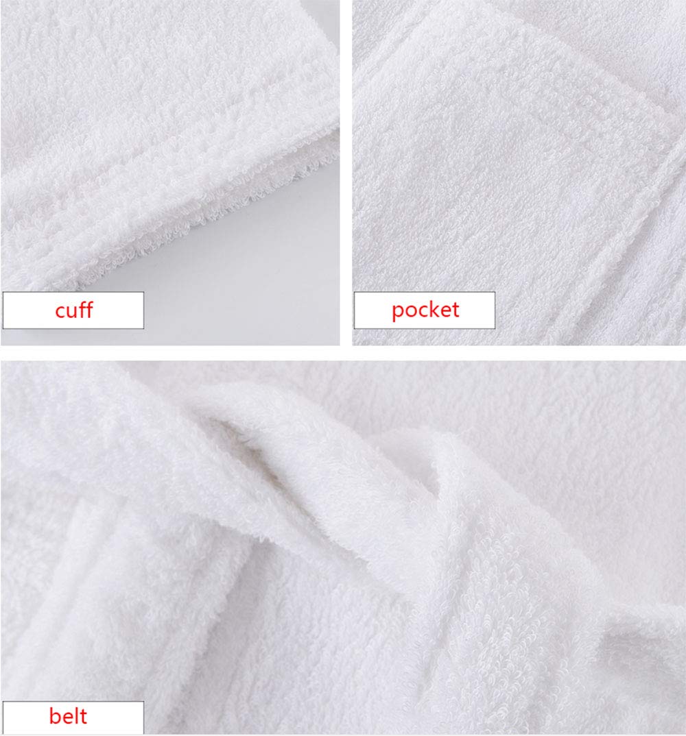 Bathrobe Accappatoio Unisex Uomo e Donna Bianco Accappatoio in Cotone Pettinato Leggero con Cappuccio, Accappatoi per Casa Hotel, Biancheria da Notte