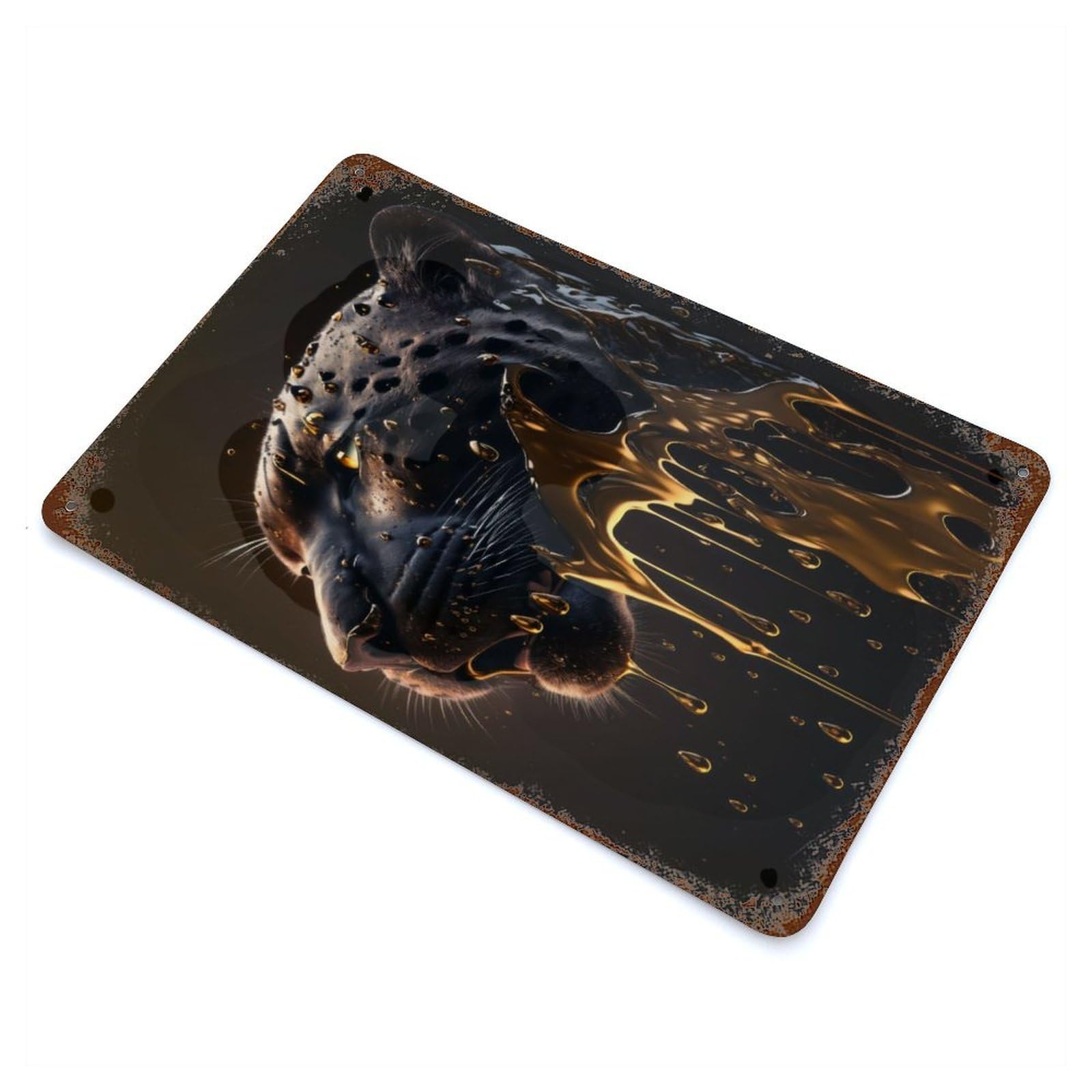 Garage Style Panther Drips Vintage Rust Metal Sign 11.8"x7.9", Vintage Wall Decor for Bar And Workshop