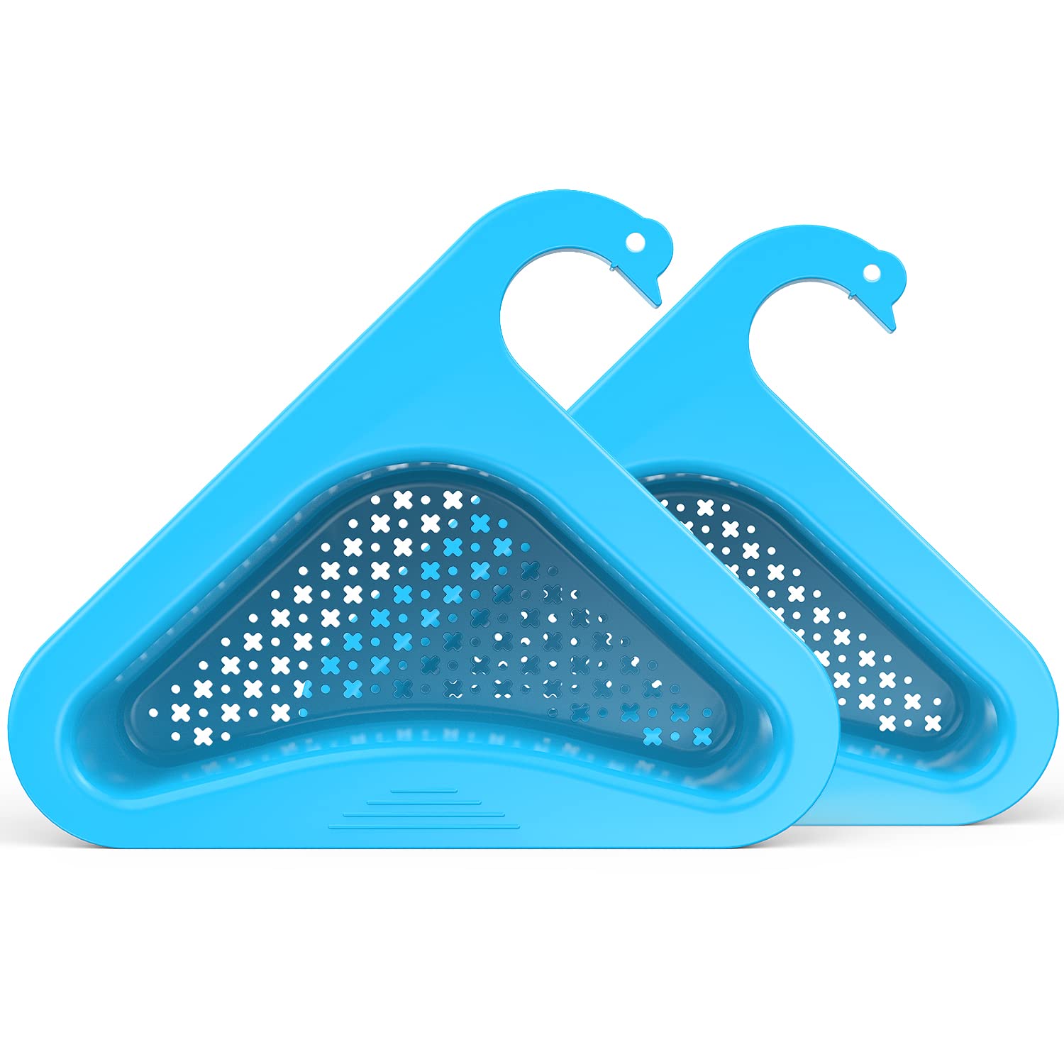 Maikoa 2PCS Kitchen Swan Drain Basket,Kitchen Triangular Sink Filter, Multifunctional Sink Strainer,Triangular Sink Strainer,Blue