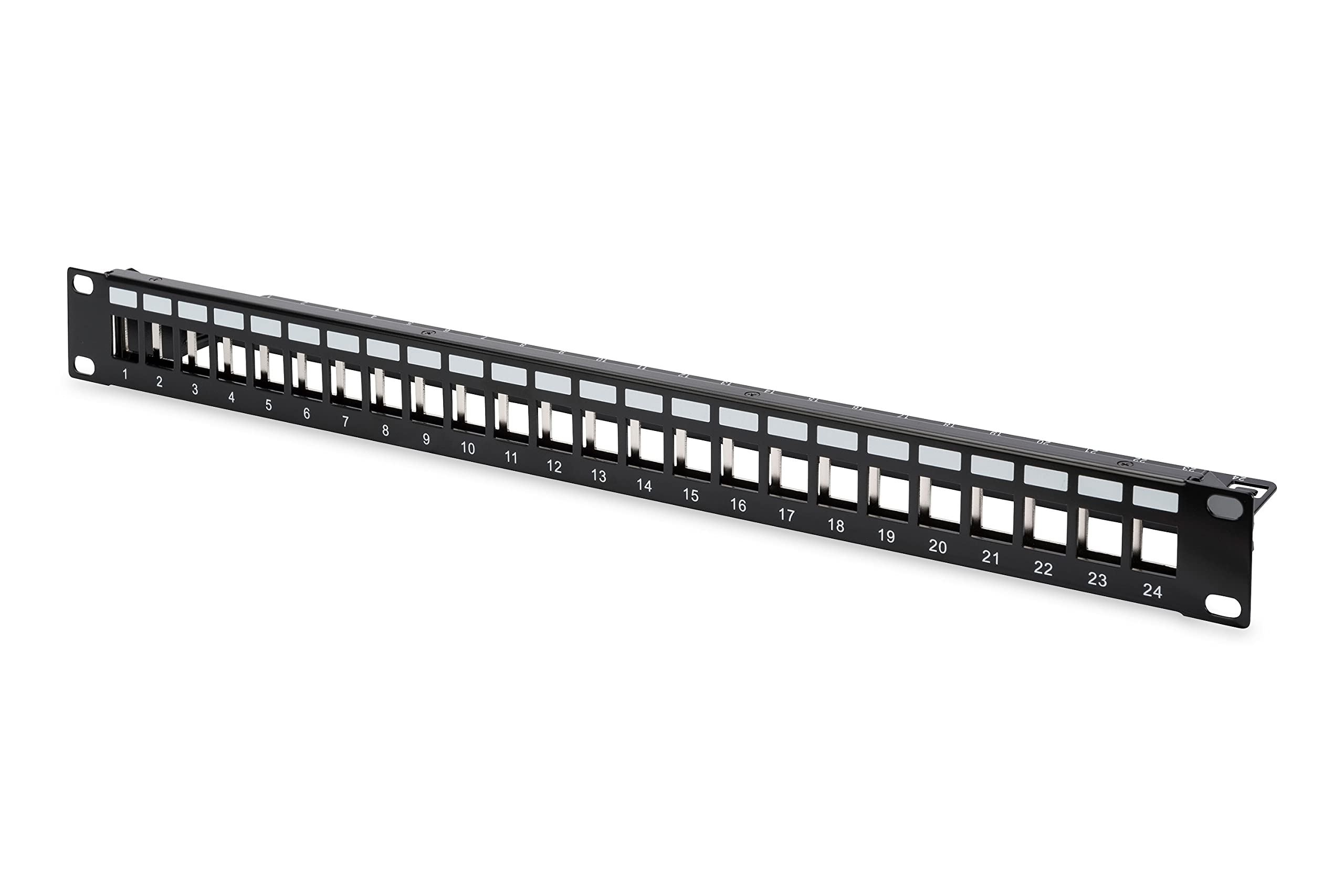 DIGITUS Patch Panel - Modular - For Keystone Modules - 19-inch - 24-port - Shielded - Rack Mount 1U - Black