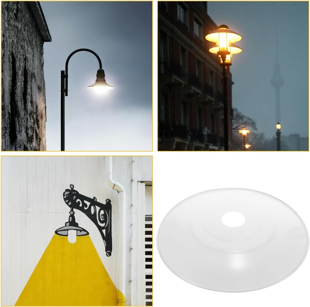 Yardwe Waterproof Stainless Steel Street Lamp Cover, 11.8 Inch Outdoor Light Shade for Road Park and Garden Lighting