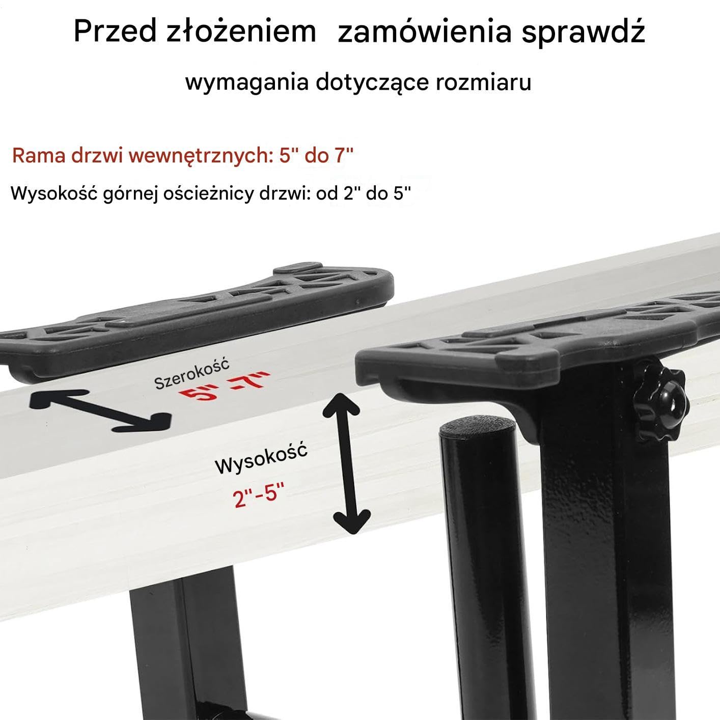 Drążek do podciągania na drzwi Składany, regulowany, udźwig