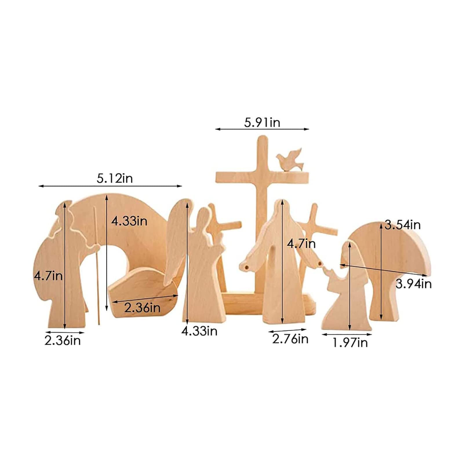 Osterkrippe Holz Osterszene Dekorations Set, Handgefertigte Jesus Krippe, Holzkreuz Osterfigur Osterdekoration Auferstehungs Szenen Set Krippenfiguren Aus Holz Für Zuhause, Tisch, Büro
