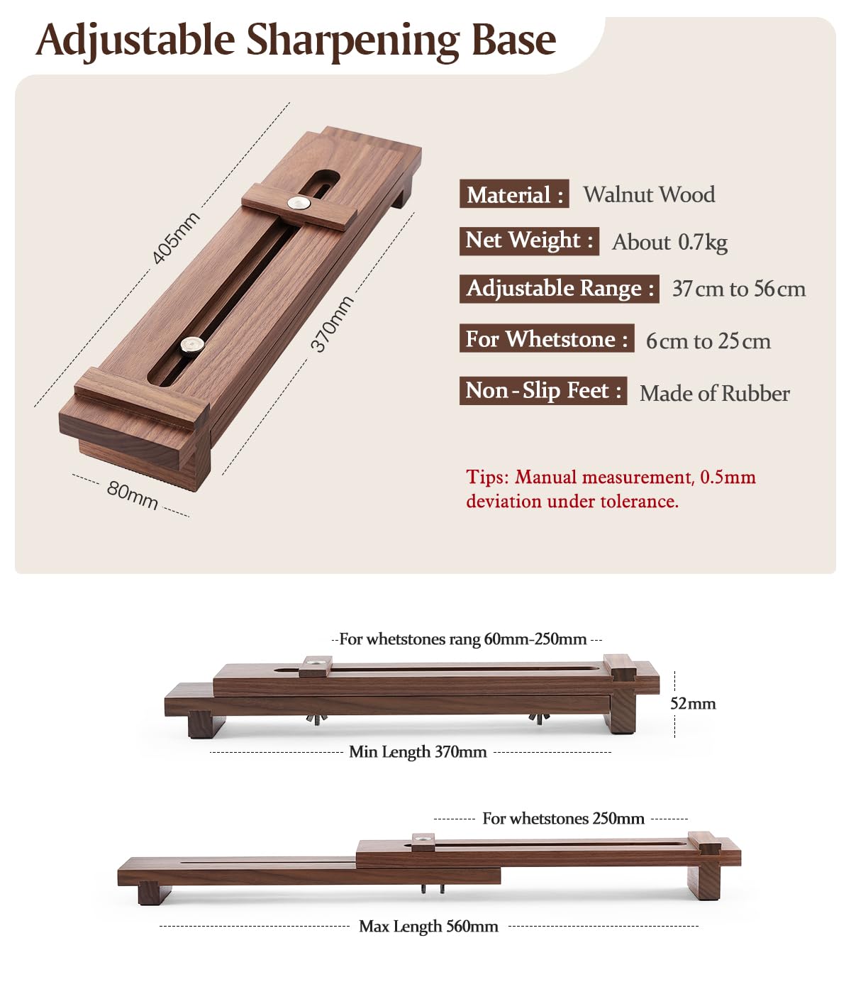 HEZHEN Supporto Affilacoltelli Regolabile in Legno di Noce