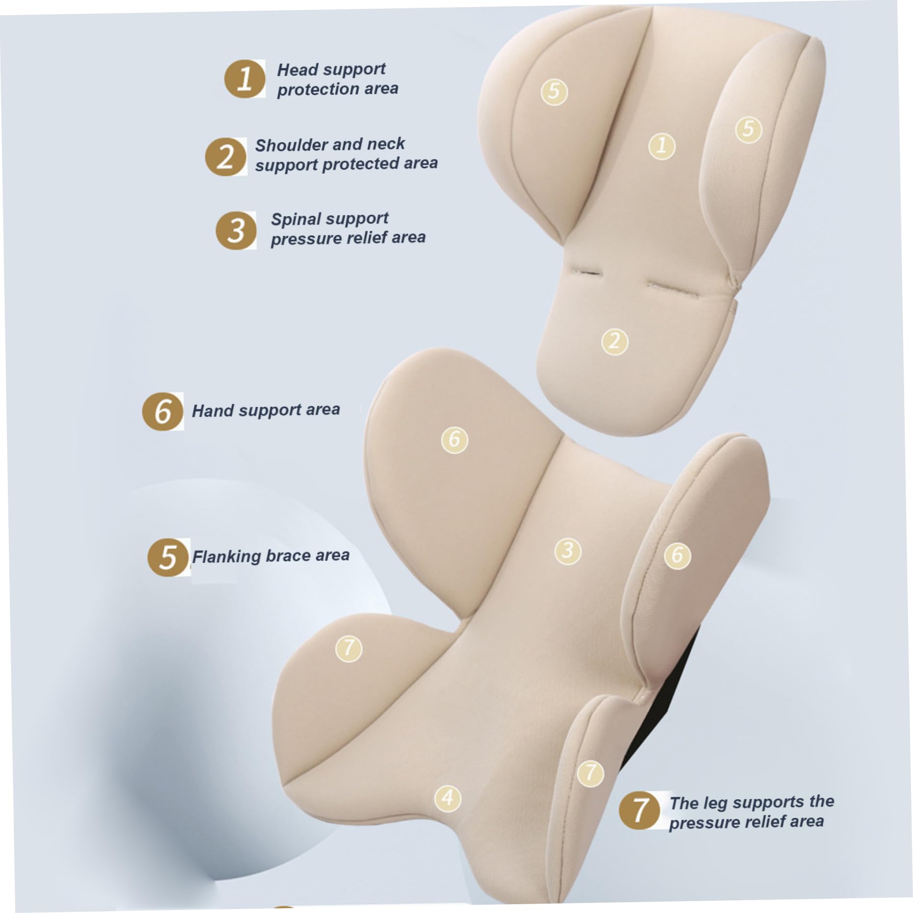 Inserto del asiento del recién nacido, inserto de carro infantil suave y cómodo de 2 piezas y soporte para la cabeza con orificio cinturón de seguridad para asientos de bebés, cochecitos, tr