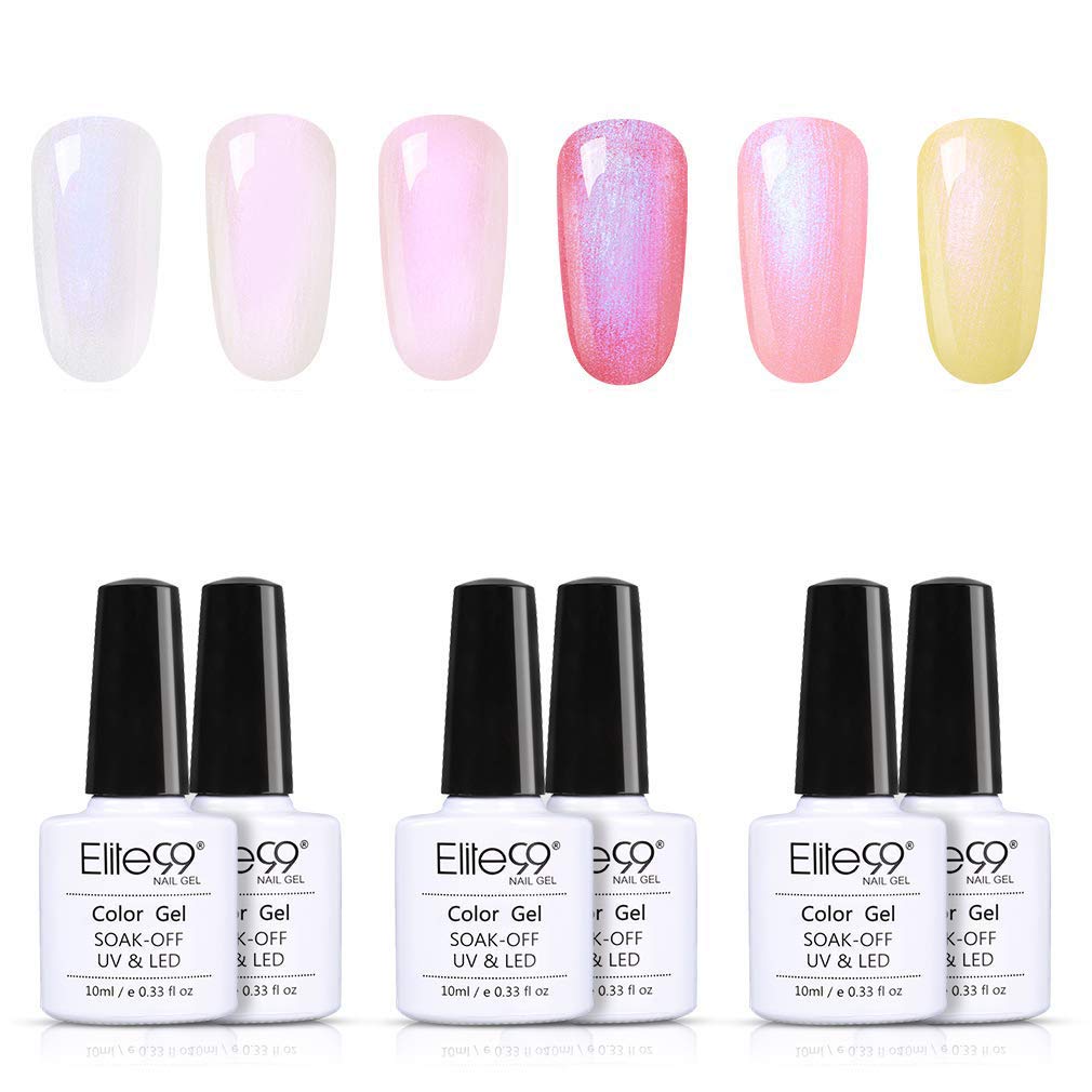 Elite99 Nail Gel Polish 6pcs Shell Beach UV LED Soak Off Nail Laquer Color Manicure Art 10ml