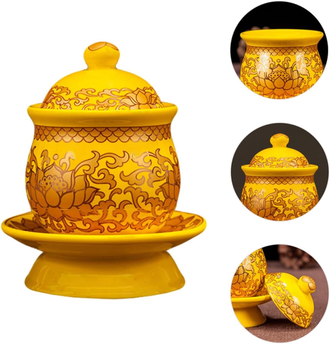 Ceramic Buddhist Cup for Altar Water Offerings and Shrine Decoration
