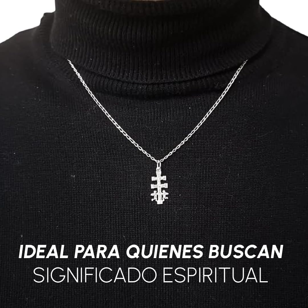 Croce di Caravaca Benedetta | Argento Sterling 925 | Catena da 50 cm | Con Cristo Davanti E La Vergine Dietro | Benedetta Catena D'Argento | Con Angeli Di Protezione | Unisex