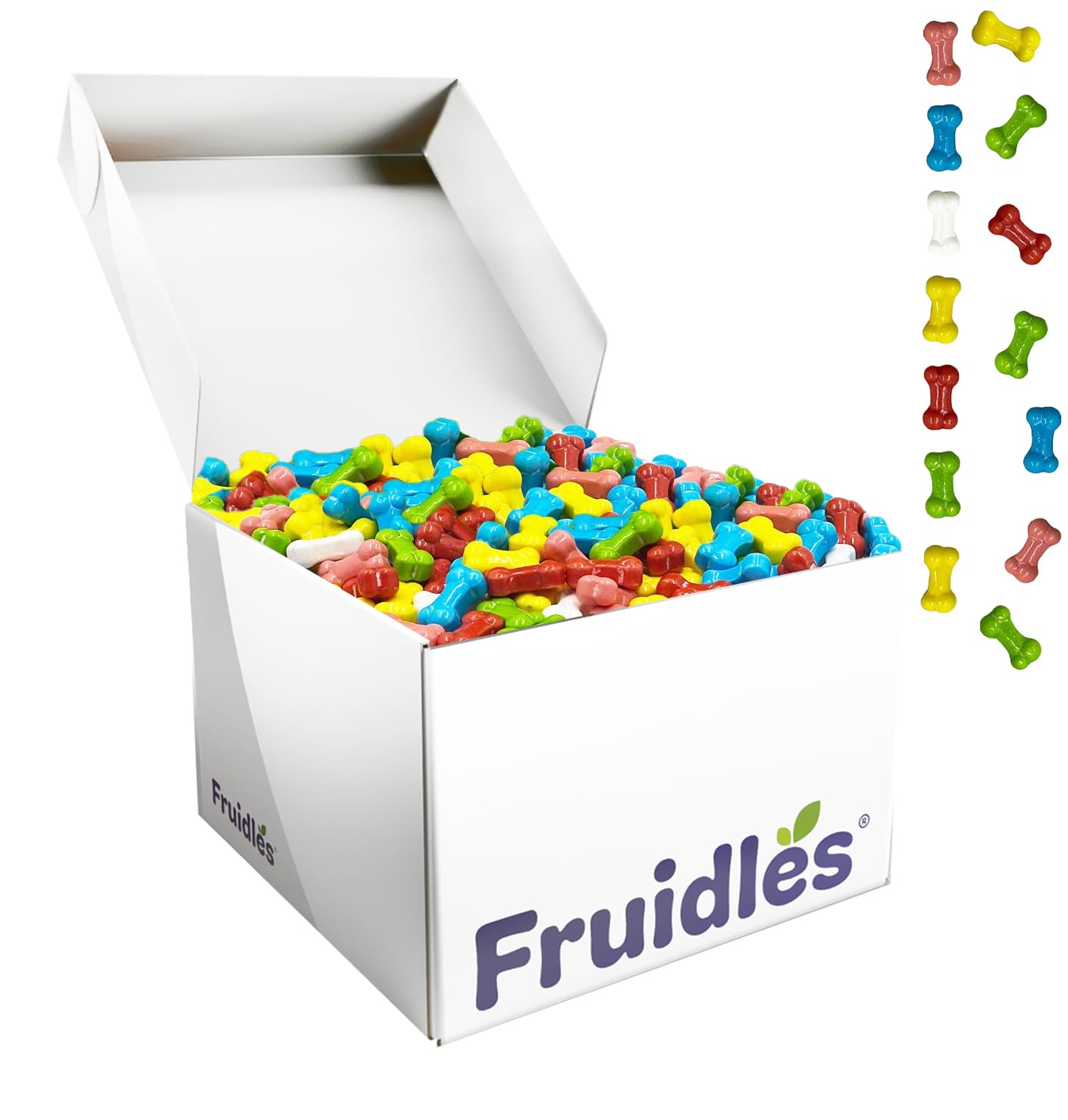 Fruidles Mini Skulls & Bones Shaped Hard Candy Treats, Assorted Fruit Mix, Kosher Certified Parve, Family Size Party Bag (5 Pounds, Bones Candy)