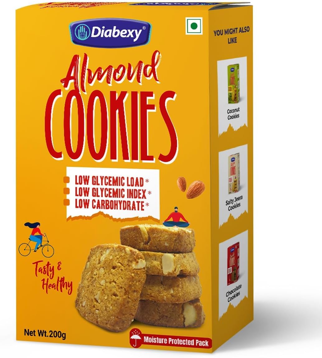 Almond Cookies for Sugar Control | Diabetic Sugar Free Cookies| No Maida | High Protein Biscuits | Healthy Sugar free Snacks for Diabetics- 200g