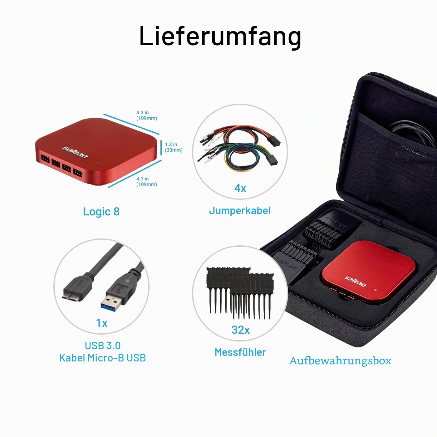 Logic Pro 16 (Rot) - Saleae Logikanalysator, 16 Kanäle