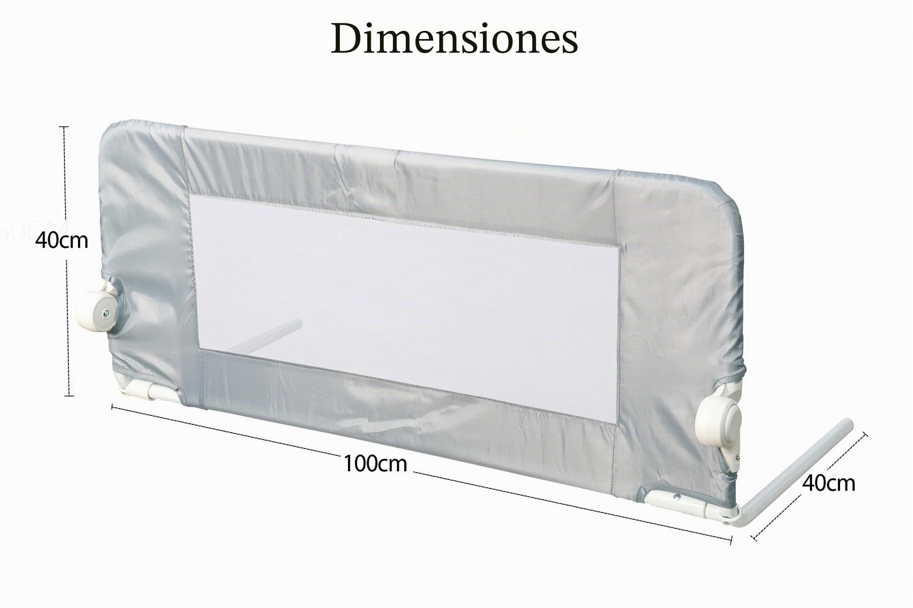 Safetots Barandilla de Cama, Blanca, 100cm de Ancho x 40cm de Alto, Protector de Cama para Niños Pequeños, Barrera de Cama