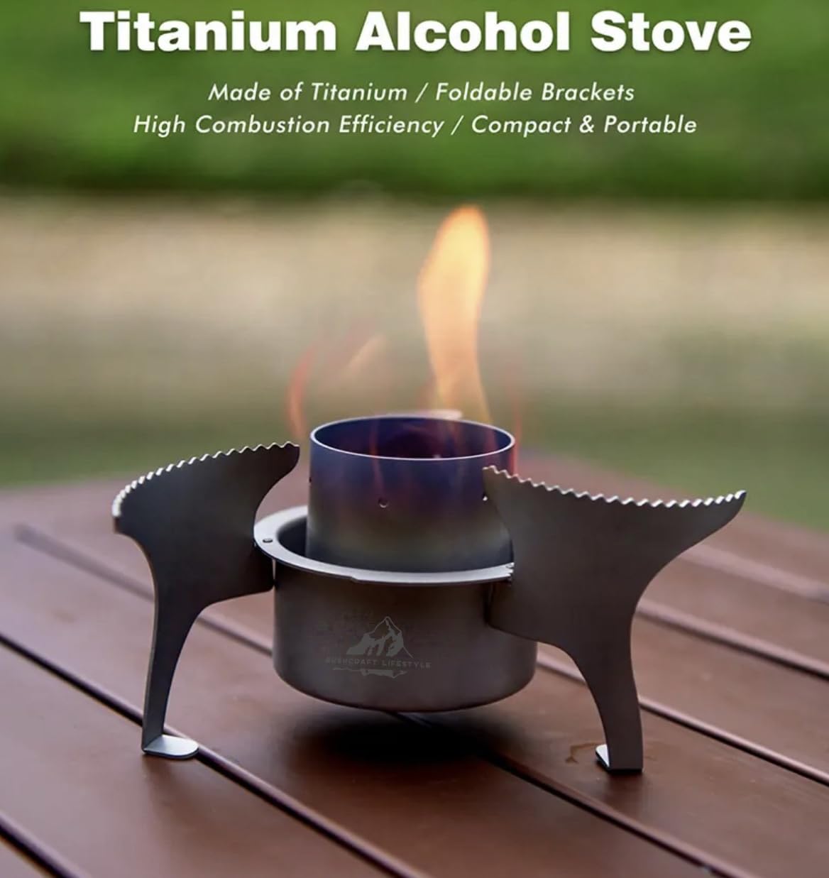 Titanium Alcohol Stove, Extendable to 14 cm, Ultra Light, for Camping 113 g, 68 x 140 mm - Image 3
