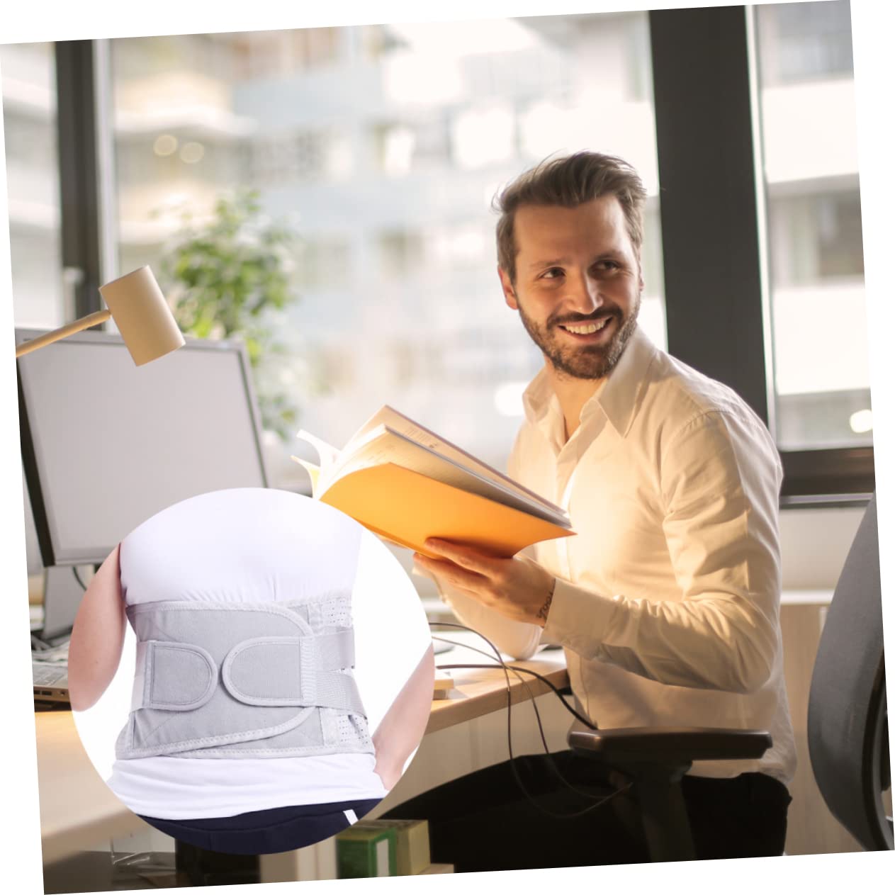 HAPINARY Support Breathable Waist Supporter Band Straps Waist Support Back Support Band Stomach Waist Brace Protective Waist Strap Waist Support for Unisex Grey