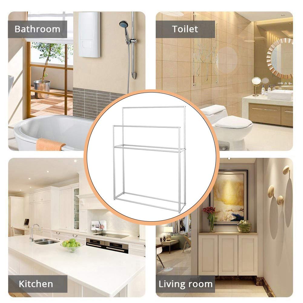 GuyAna Portasciugamani da Bagno autoportante in Metallo, portasciugamani Alto in Ferro, Resistente alla ruggine, Facile da montare/oro/85 x 20 x 110 cm (Bianco 75 x 20 x 110 cm)