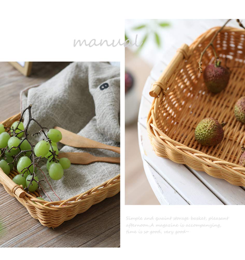 Panier En Osier Tressé 32x14x38 Cm - Fait Main, Poignée - Pour Fruits, Légumes, Rangement Déco