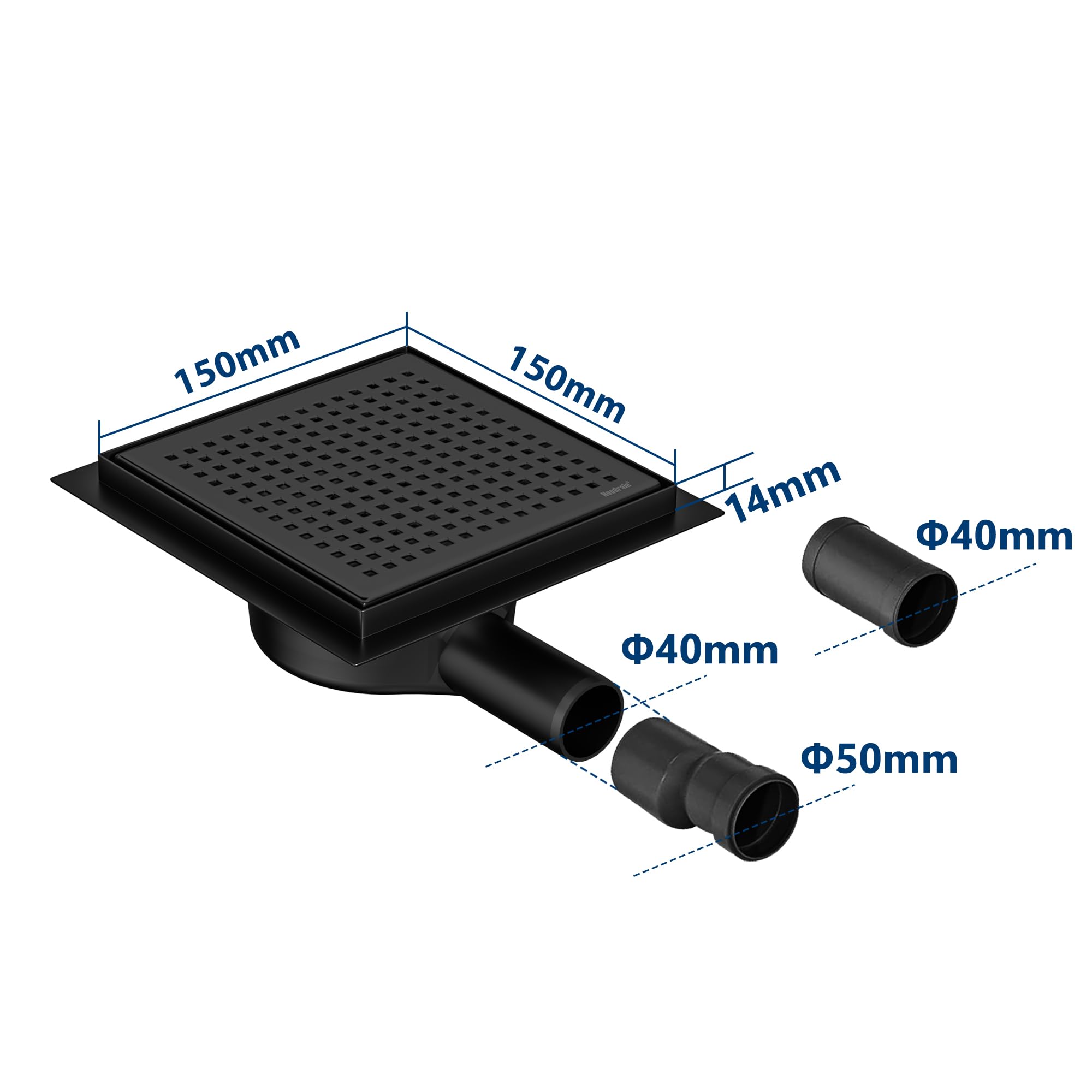 Canalina Doccia Neodrain Quadrata - Acciaio Inox 304, Sifone 360°, Filtro Capelli, 15x15 Cm, Piastrellabile - Foto 6